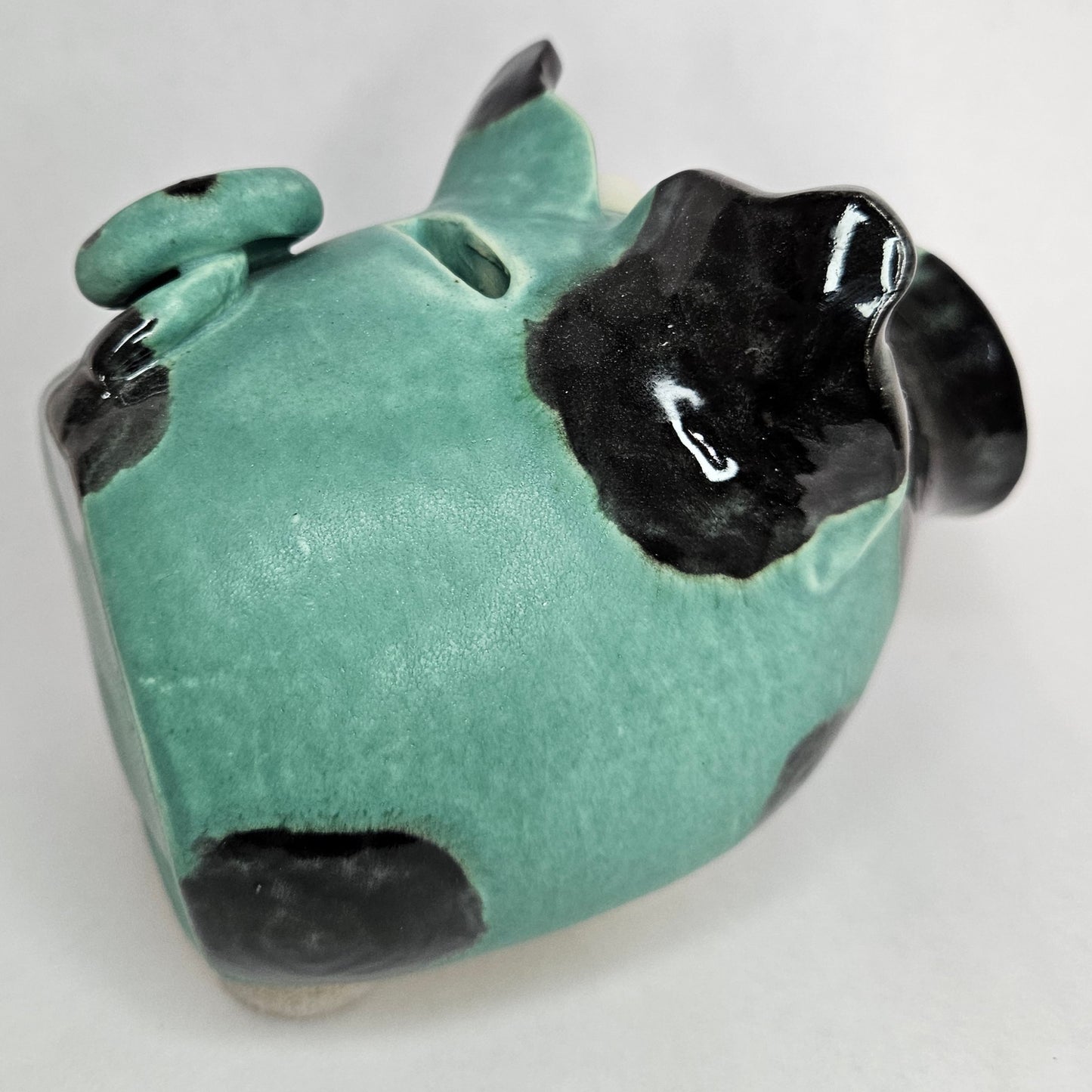 Piggie Bank - Small Teal Green and Black